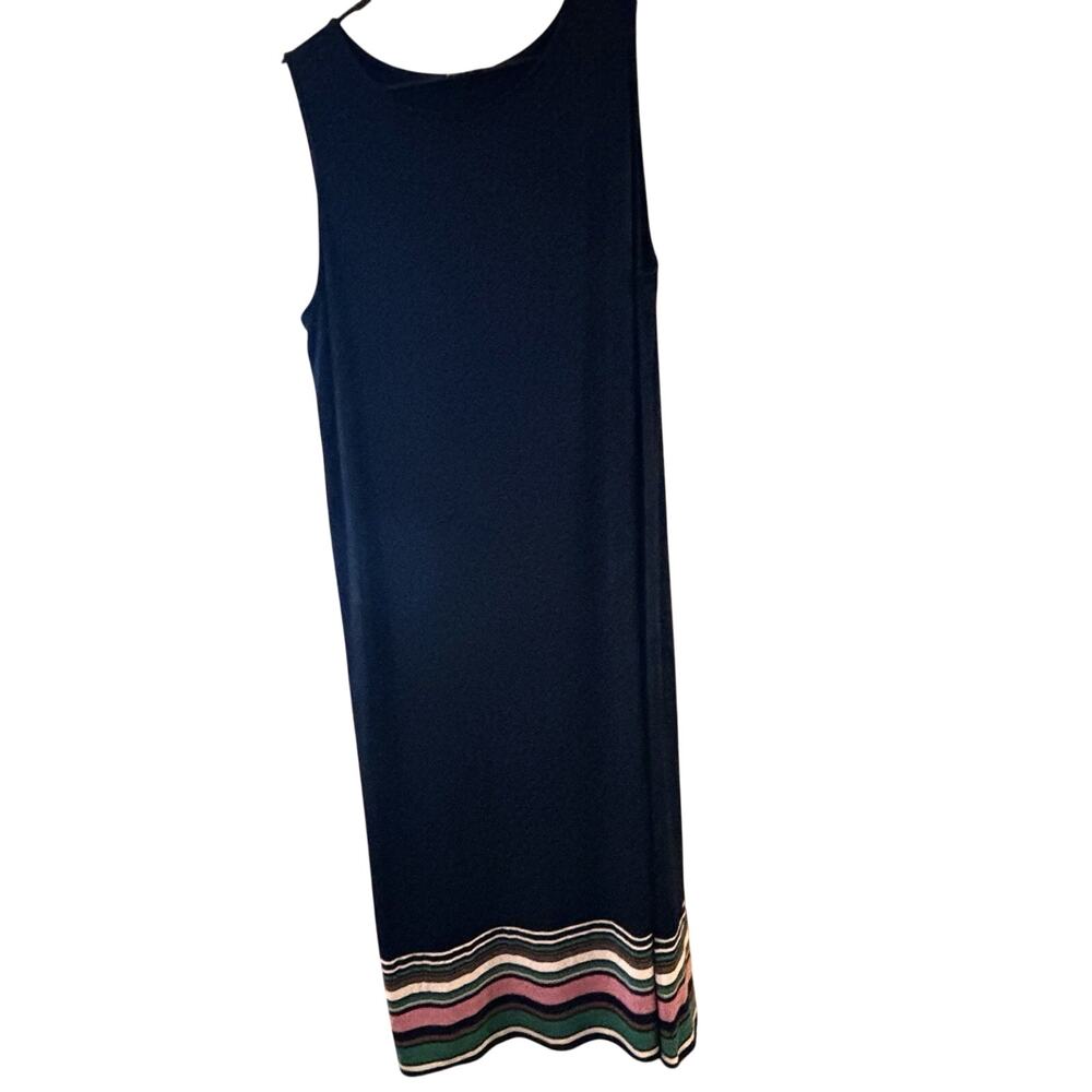 J Jill Sleeveless Maxi Tank Dress Sz XL Navy Striped Hem Beachy Resort Summer
